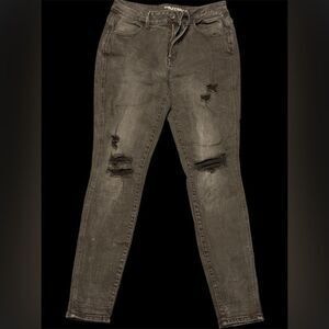 Maurices Women’s Medium Dark Gray/Black Skinny Distressed  Stretch Jeans
